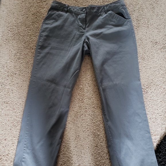 white stag knit pants with pockets